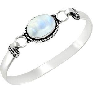 Natural Oval Gemstone Statement Cuff Bracelets for Women – Handmade Birthstone